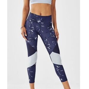 Fabletics Blue and Gray Color-Blocked Leggings